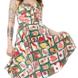 Collectif Fairy Tropical Parrot print dress